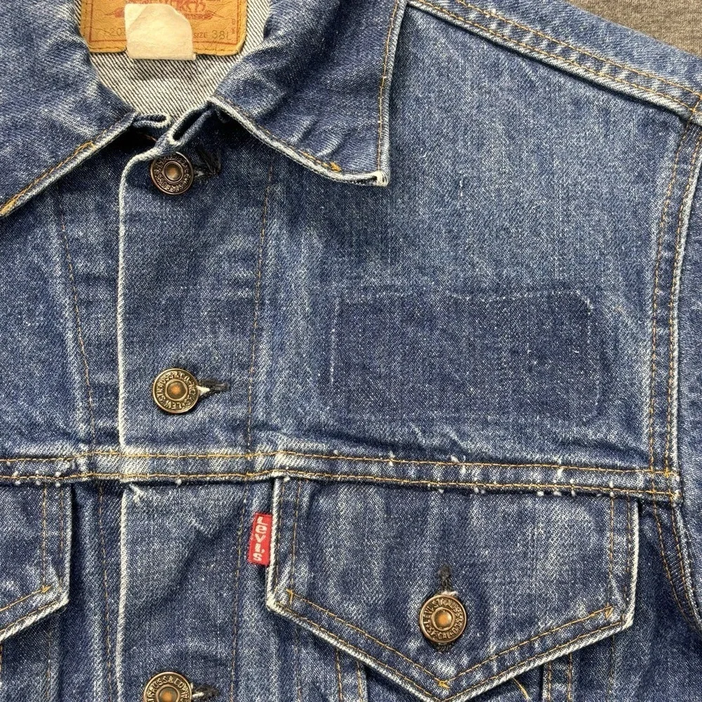 Vintage 70's Levi's‎ Jean Trucker Denim Jacket Mens 38L 71205 0217 Made In USA